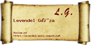 Levendel Géza névjegykártya